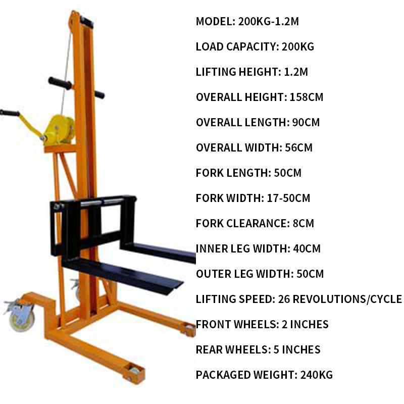 Electric Pallet Jack - Manueller Palettenhubwagen, Tragbarer Handkurbel-Hubwagen, Kleiner Palettenhubwagen,